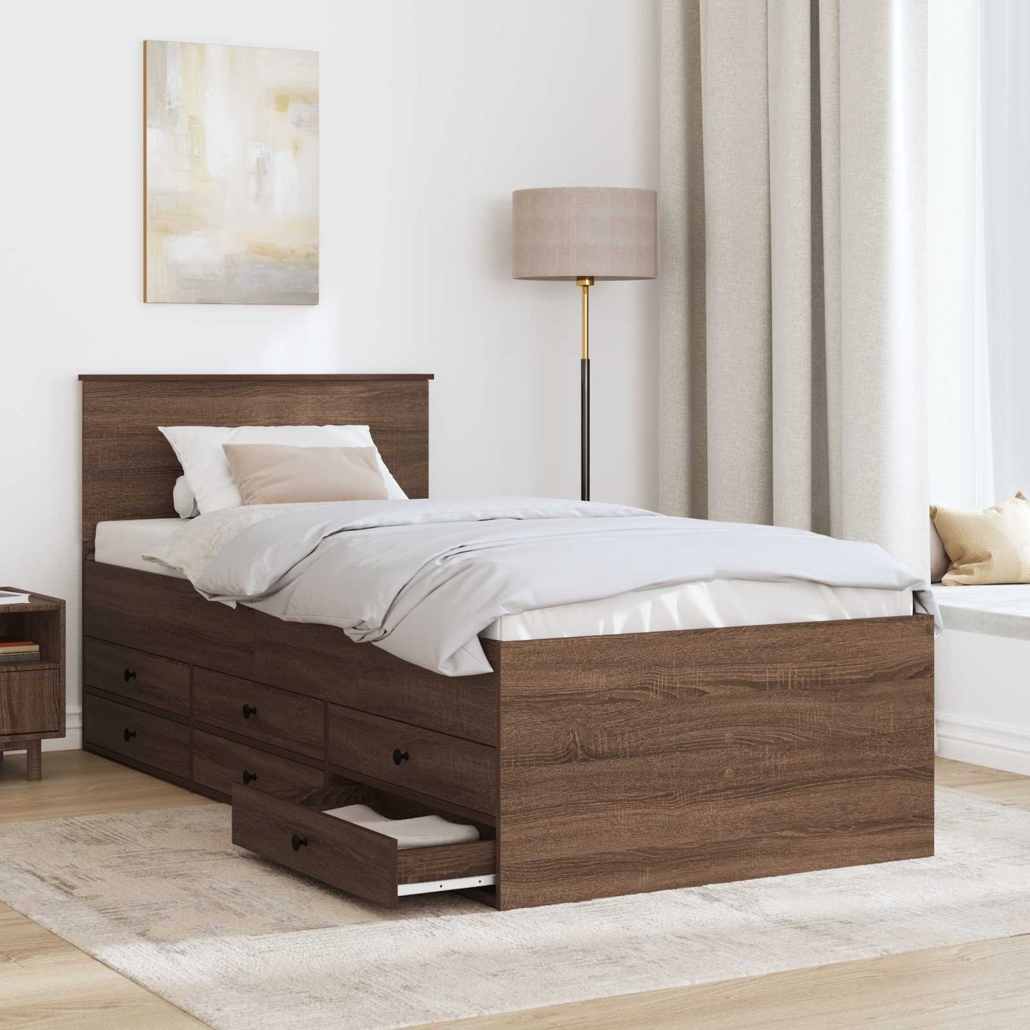 Daybed Rovere Marrone e Nero 90 x 190 cm Legno multistrato