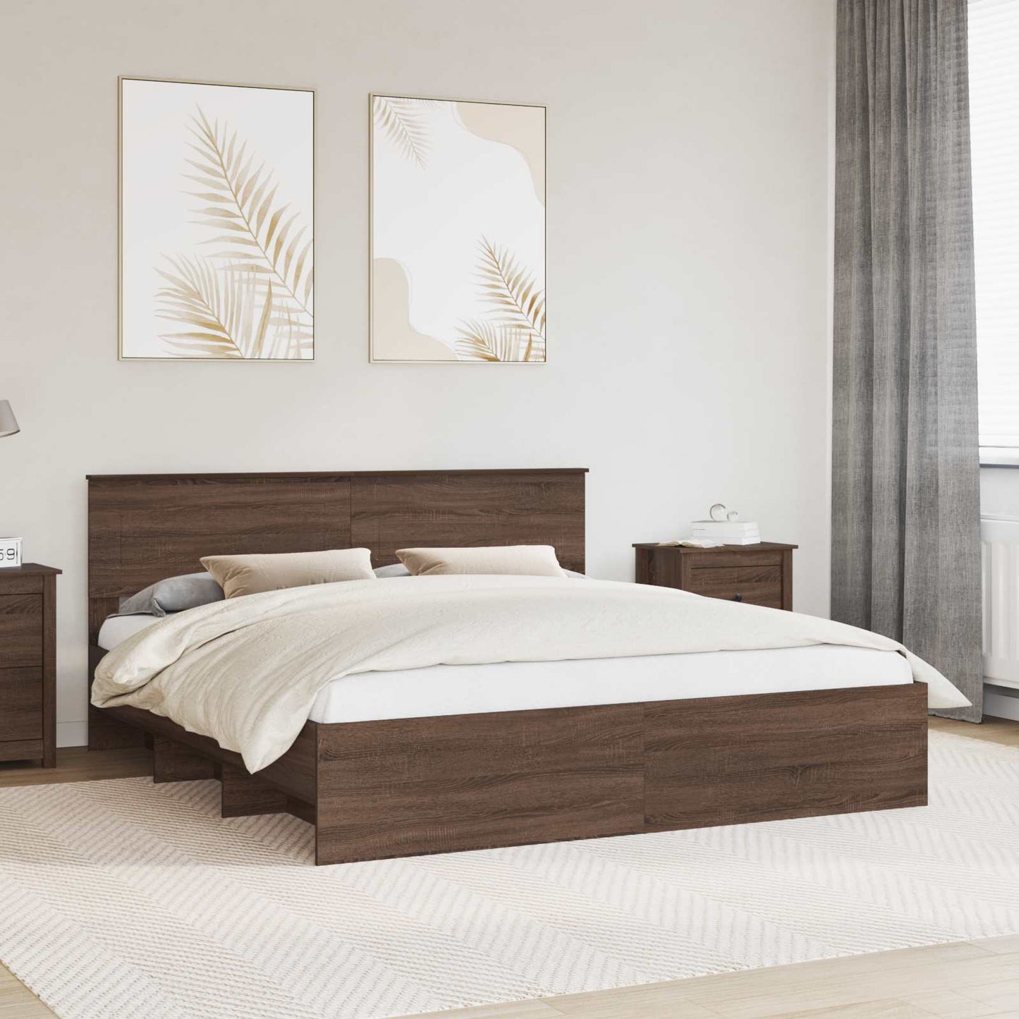 Struttura del letto con testiera Rovere Marrone 200 x 200 cm