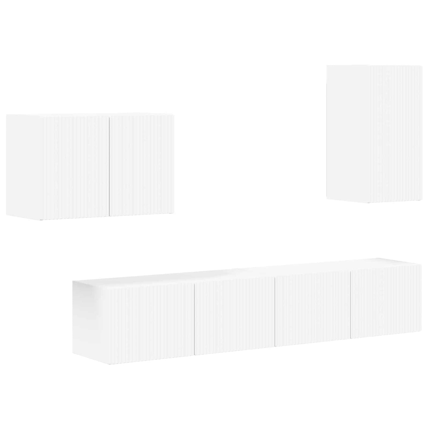 Set di Mobiletto da TV a Parete 4 pcs Bianco Legno multistrato