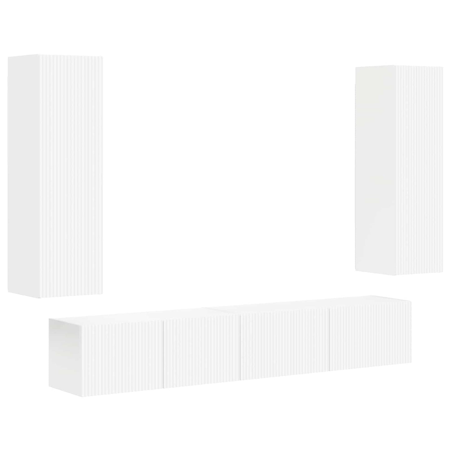 Set mobile TV Montaggio a parete 3 pcs Bianco Legno multistrato