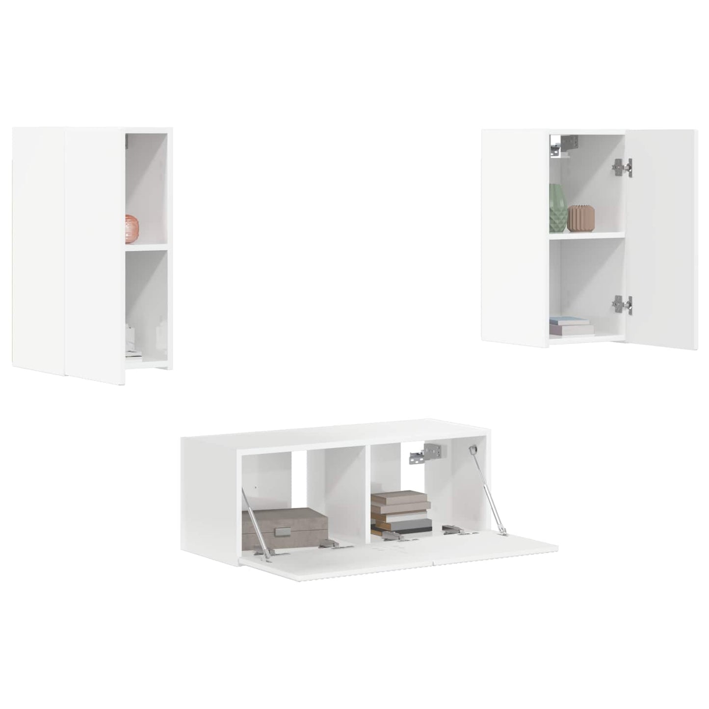 Set mobile TV 6 pcs Bianco Lucido Legno multistrato