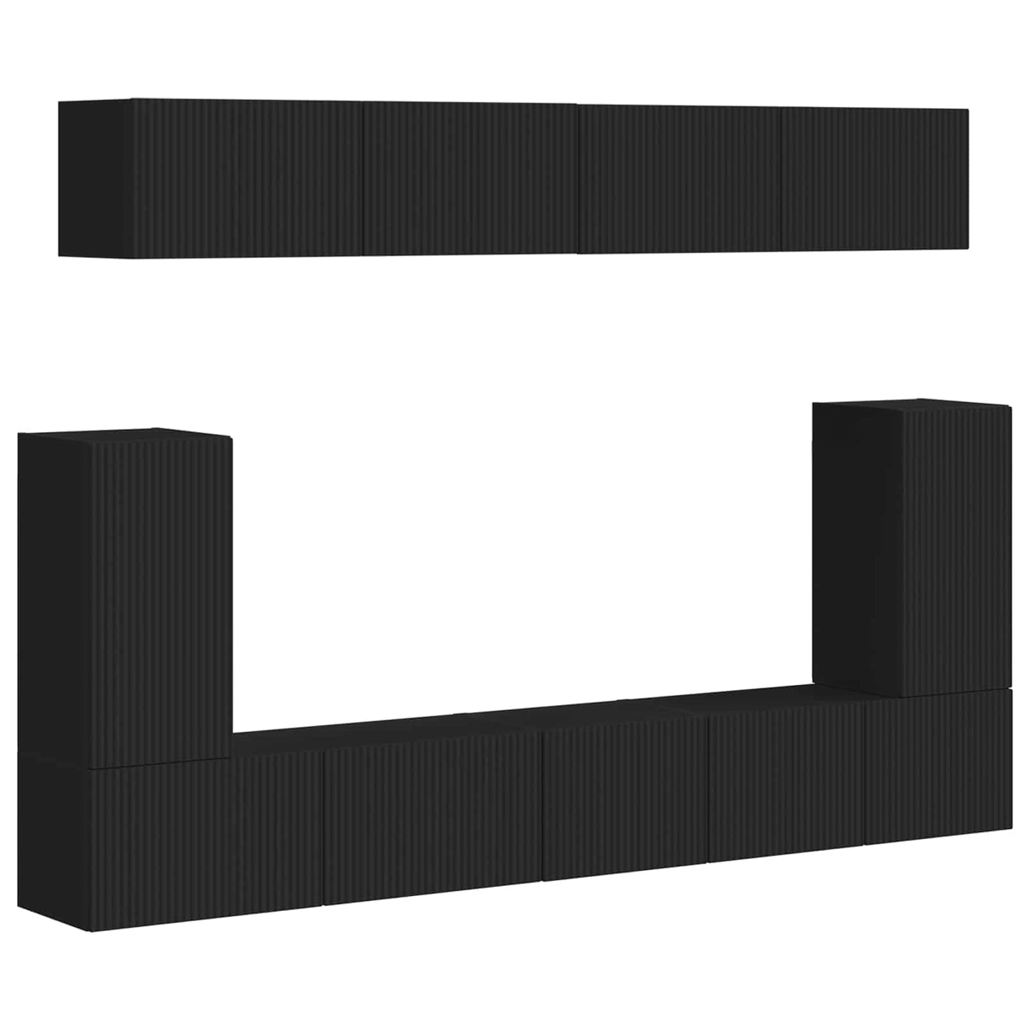 Set mobile TV Montaggio a parete 5 pcs Nero Legno multistrato