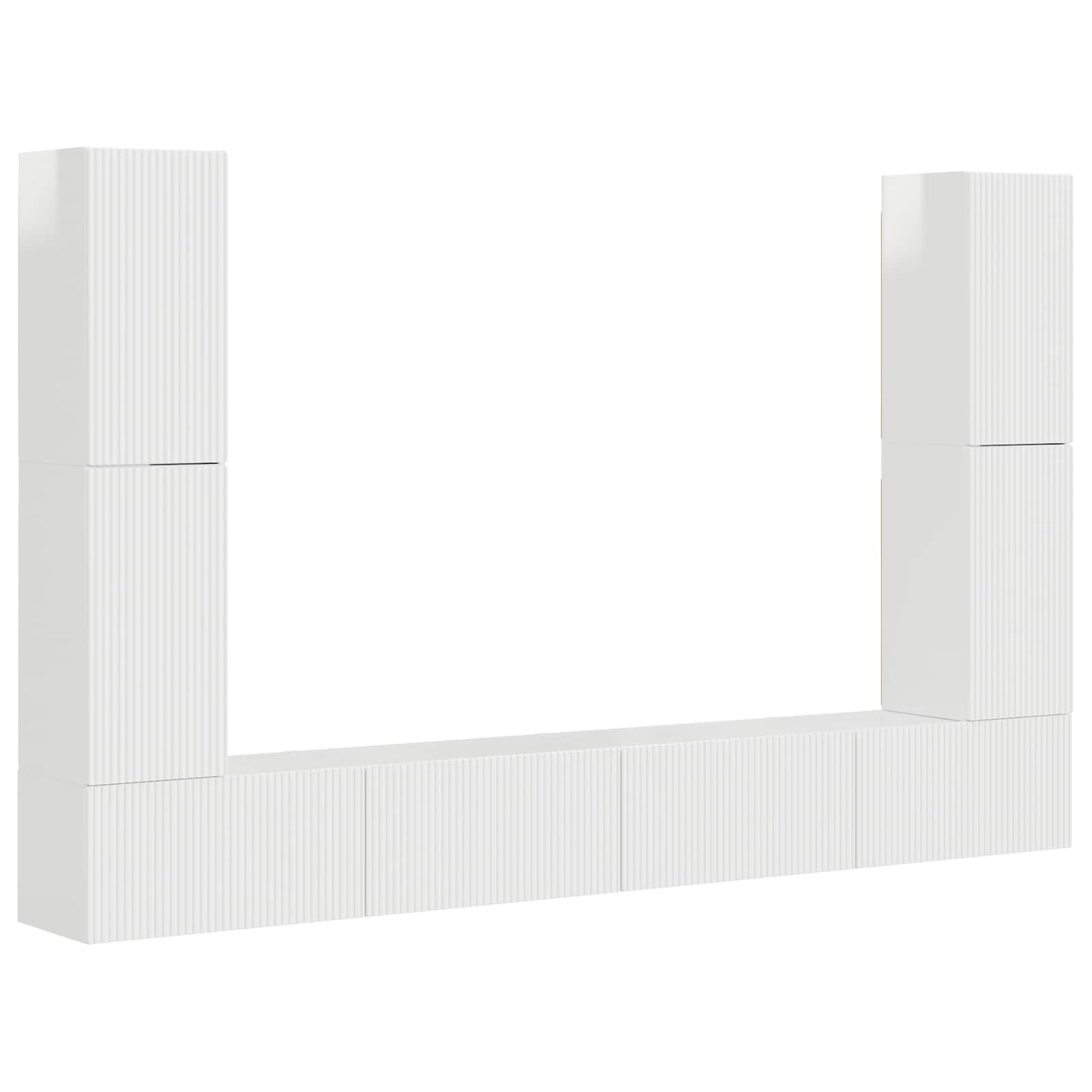 Set mobile TV 8 pcs Bianco Lucido Legno multistrato
