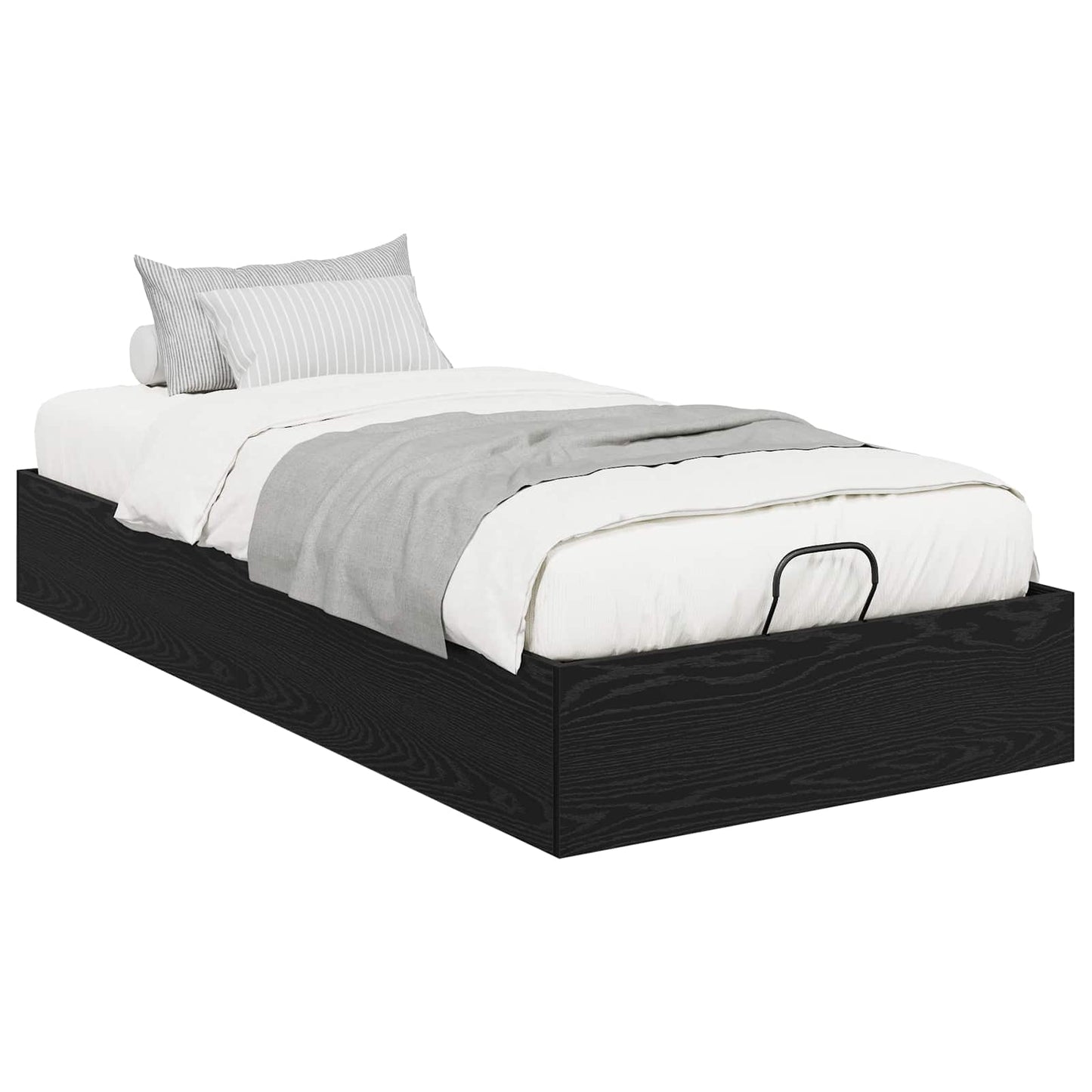 Letto ottomano con archiviazione Rovere Nero 203 x 90 x 25 cm