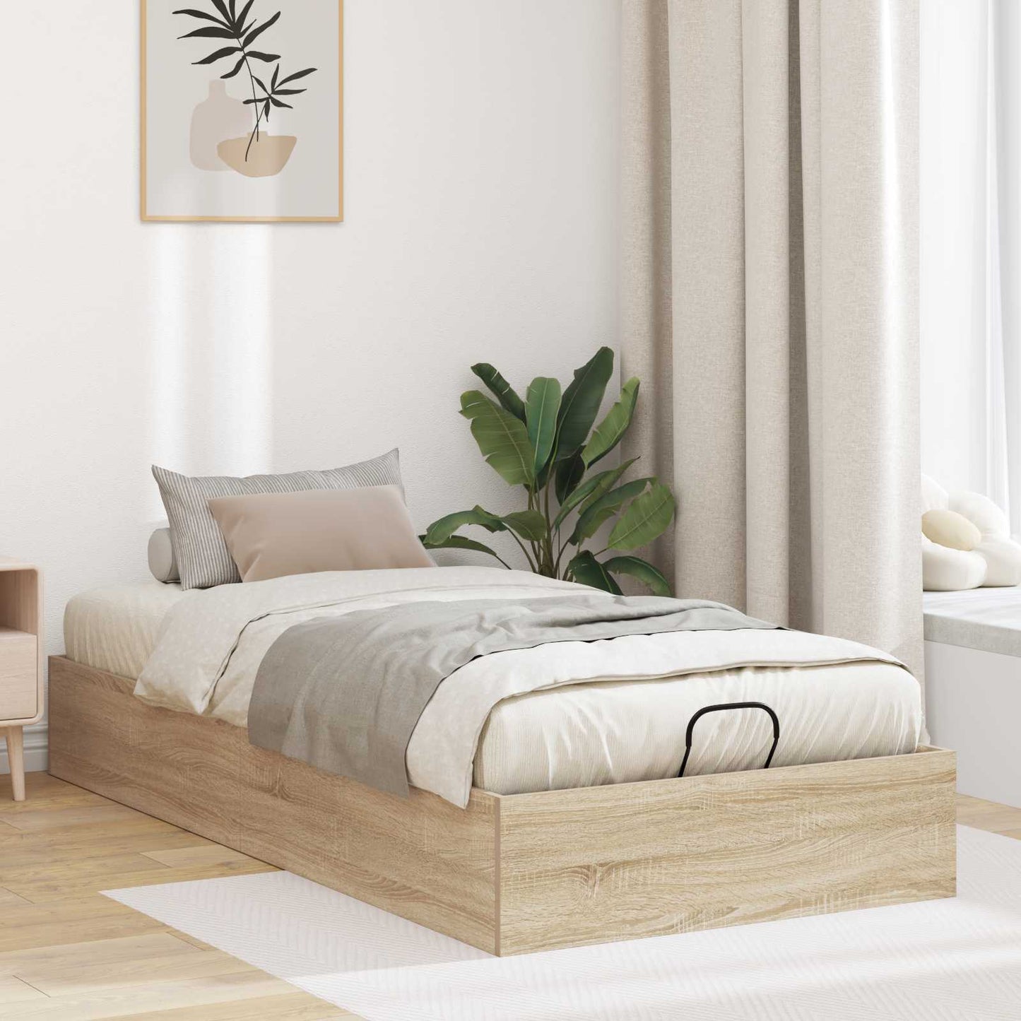 Letto ottomano con archiviazione Rovere Sonoma 193 x 90 x 25 cm