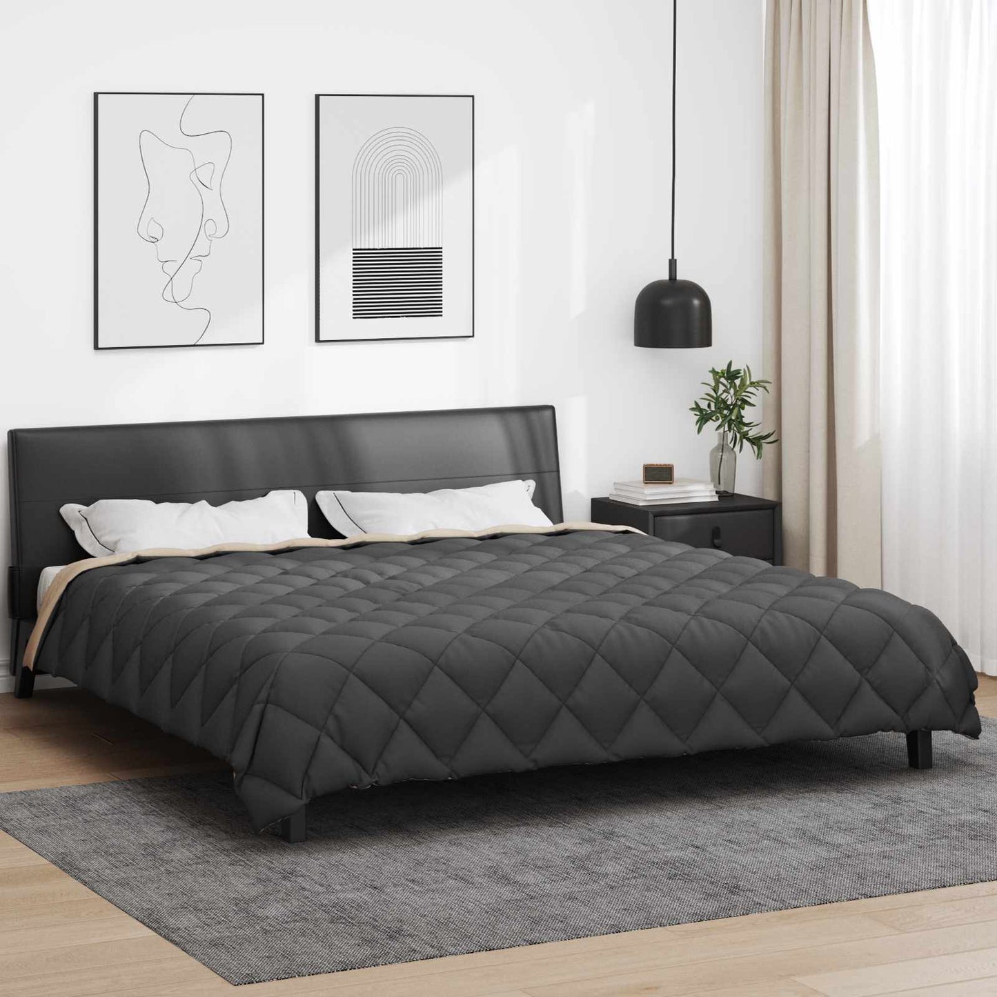 Duvet Invernale Antracite e Talpa 240 x 200 cm Microfibra