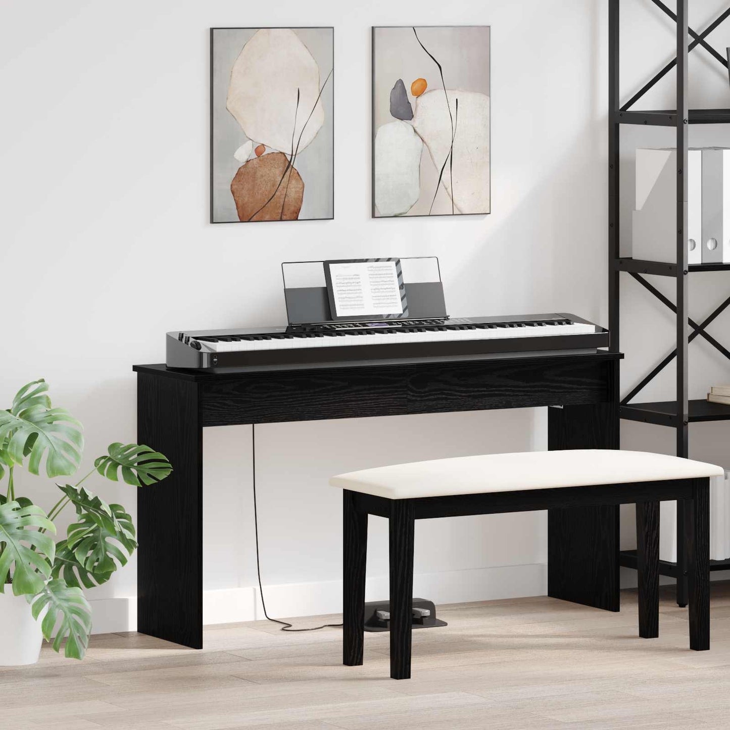 Supporto per Tastiera Rovere Nero 120 x 32 x 64 cm
