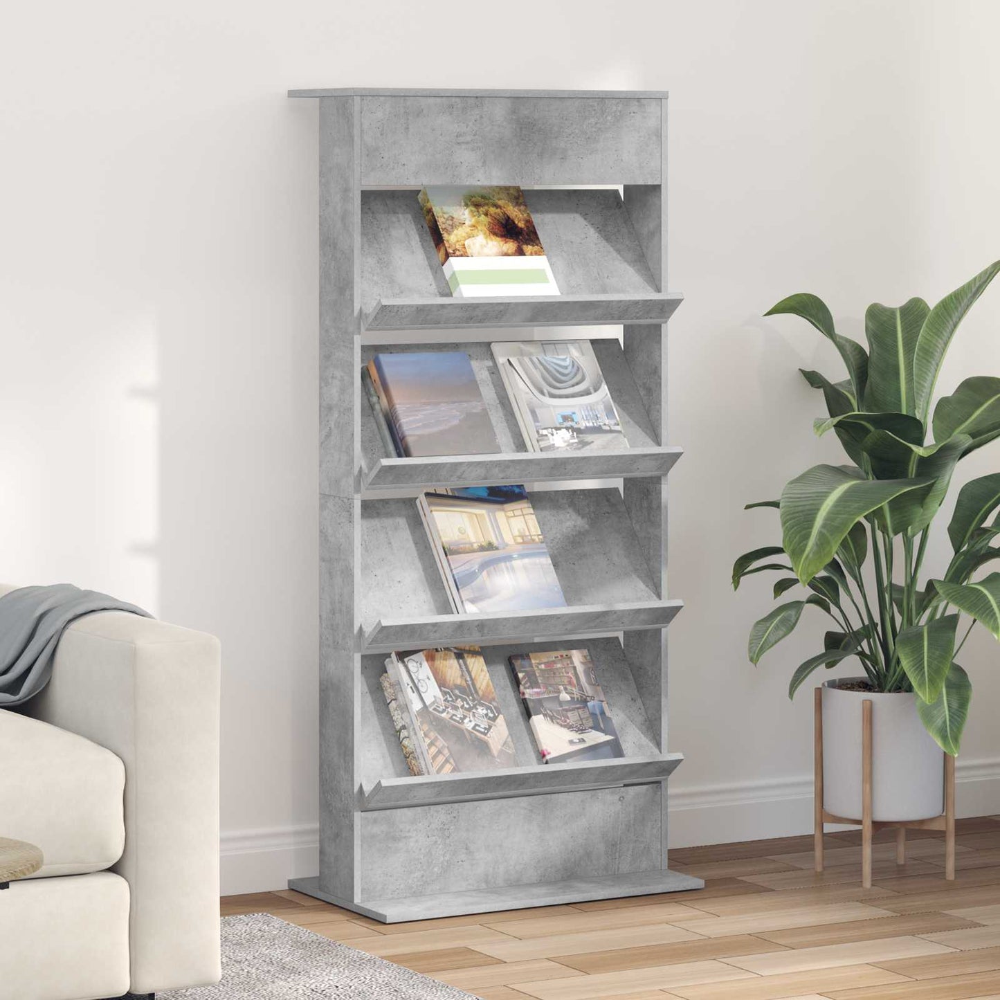 Scaffale per riviste Grigio cemento 70 x 41 x 156 cm