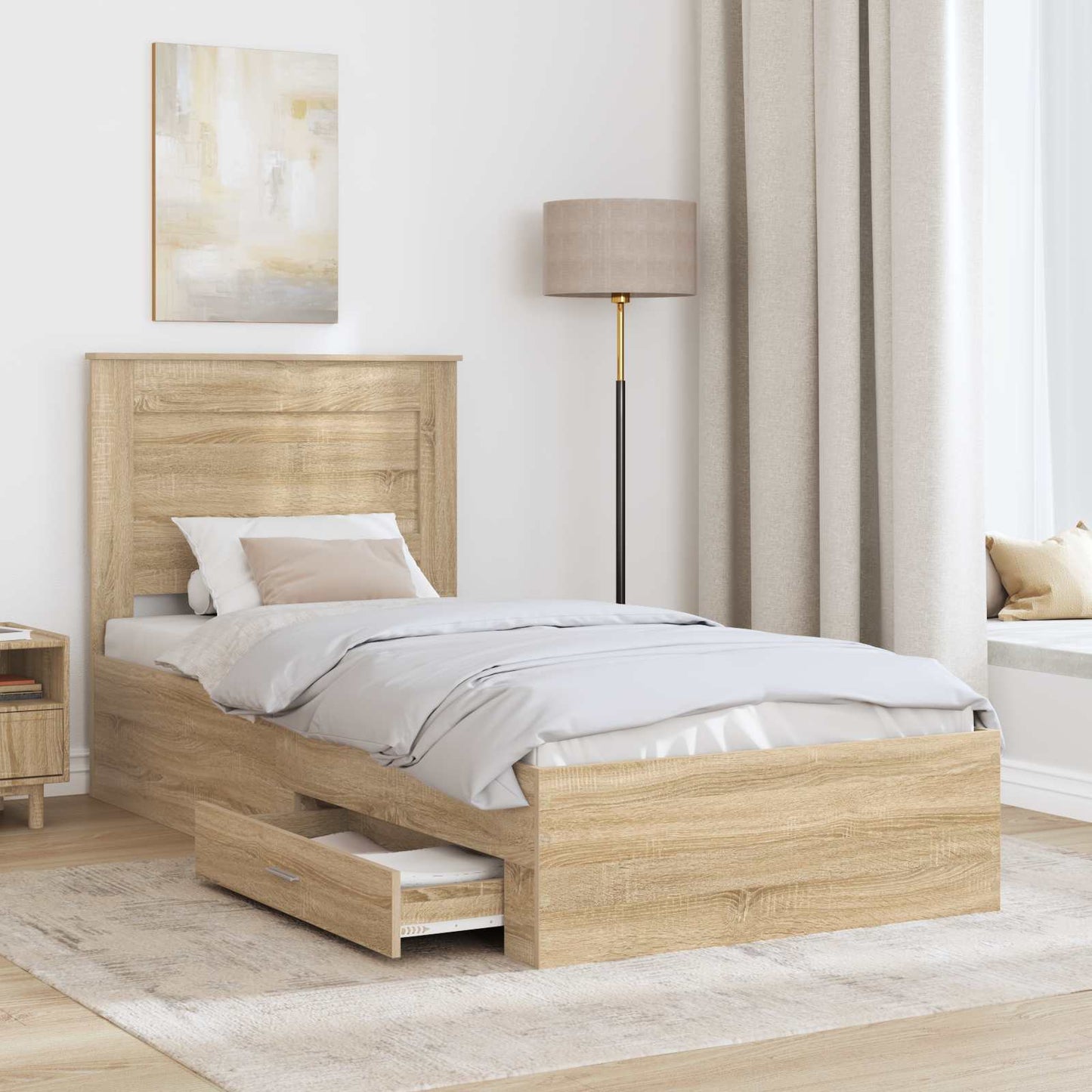 Struttura del letto Rovere Sonoma e Argento 75 x 190 cm
