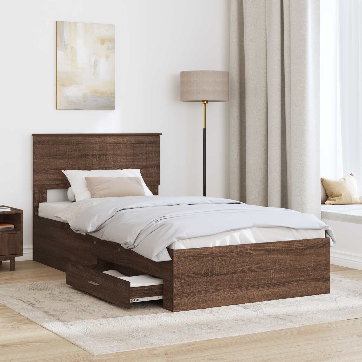 Struttura del letto Rovere Marrone e Argento 100 x 200 cm