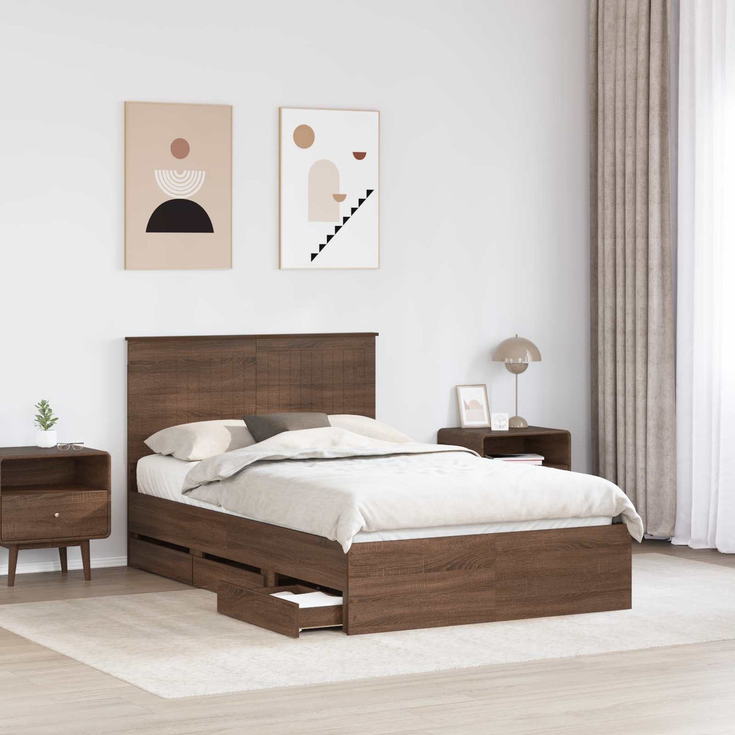 Struttura del letto con testiera Rovere Marrone 120 x 200 cm