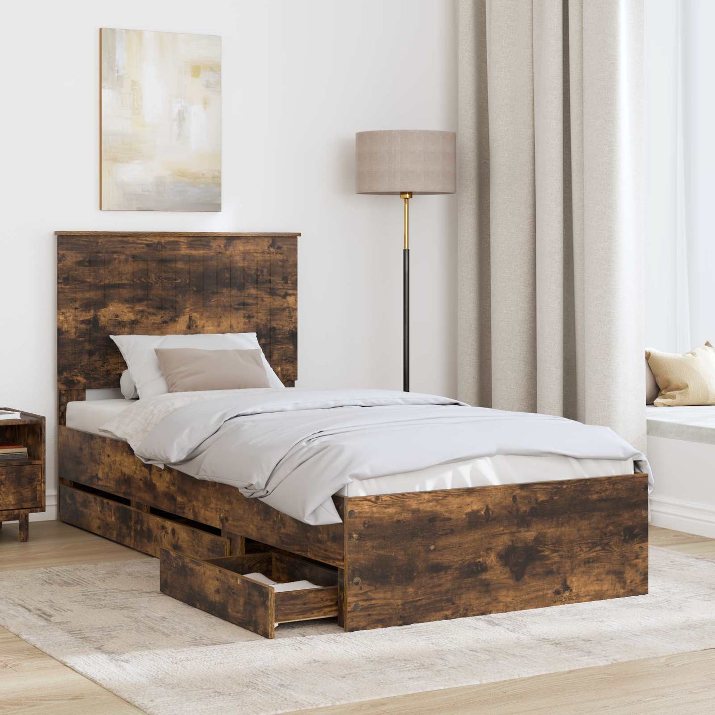 Struttura del letto con testiera Rovere fumé 90 x 200 cm