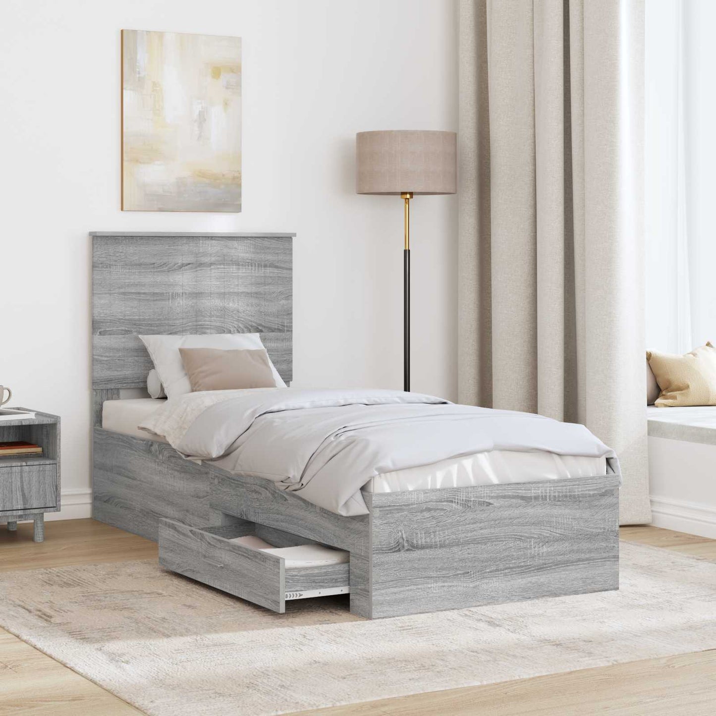 Struttura del letto Grigio Sonoma e Argento 70 x 190 cm