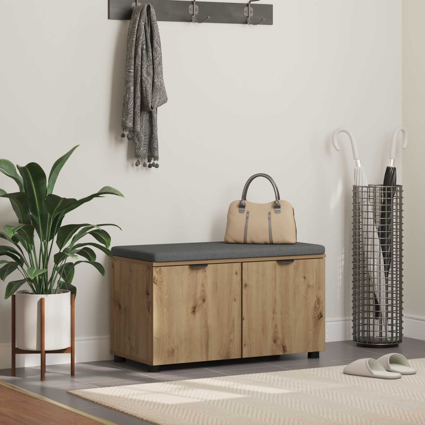 Panca per ingresso con porta Rovere Artigianale 80 x 38 x 46 cm