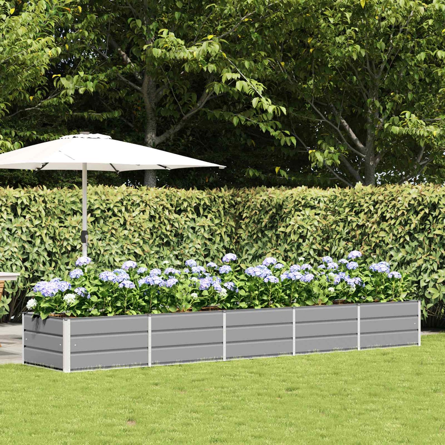 Fioriera Grigio chiaro 400 x 80 x 45 cm Acciaio