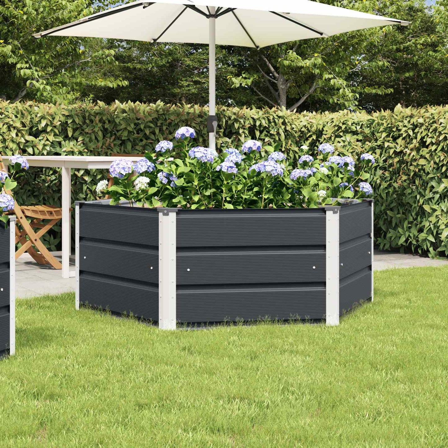 Fioriera Antracite 129 x 129 x 45 cm Acciaio