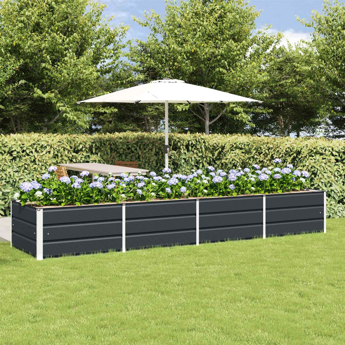 Fioriera Antracite 320 x 80 x 45 cm Acciaio