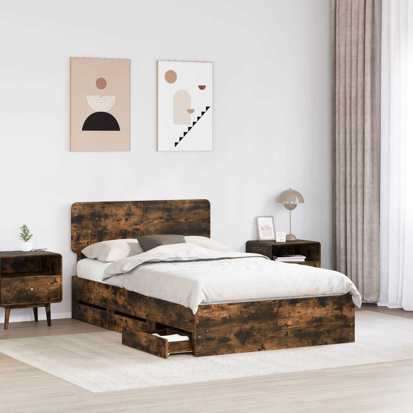 Struttura del letto Quercia Affumicata 135 x 190 cm