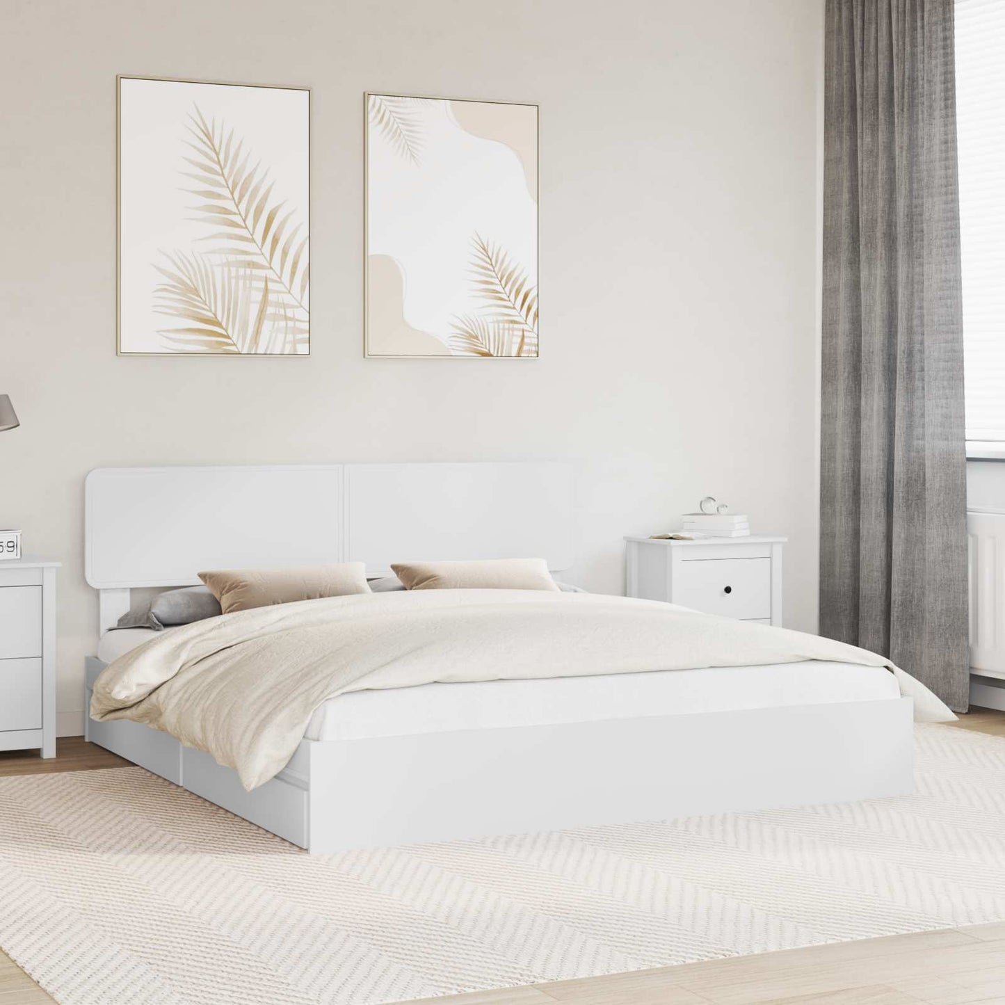 Letto con Contenitore Bianco 200 x 200 cm Legno multistrato