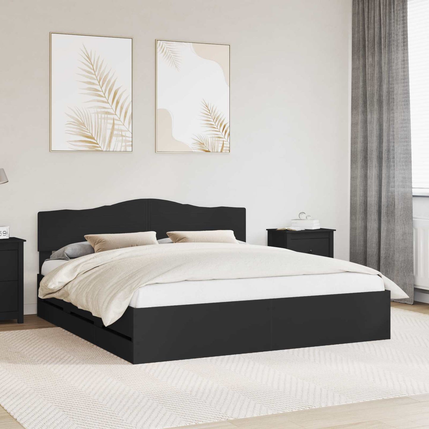 Struttura del letto Nero 200 x 200 cm Legno Ingegnerizzato