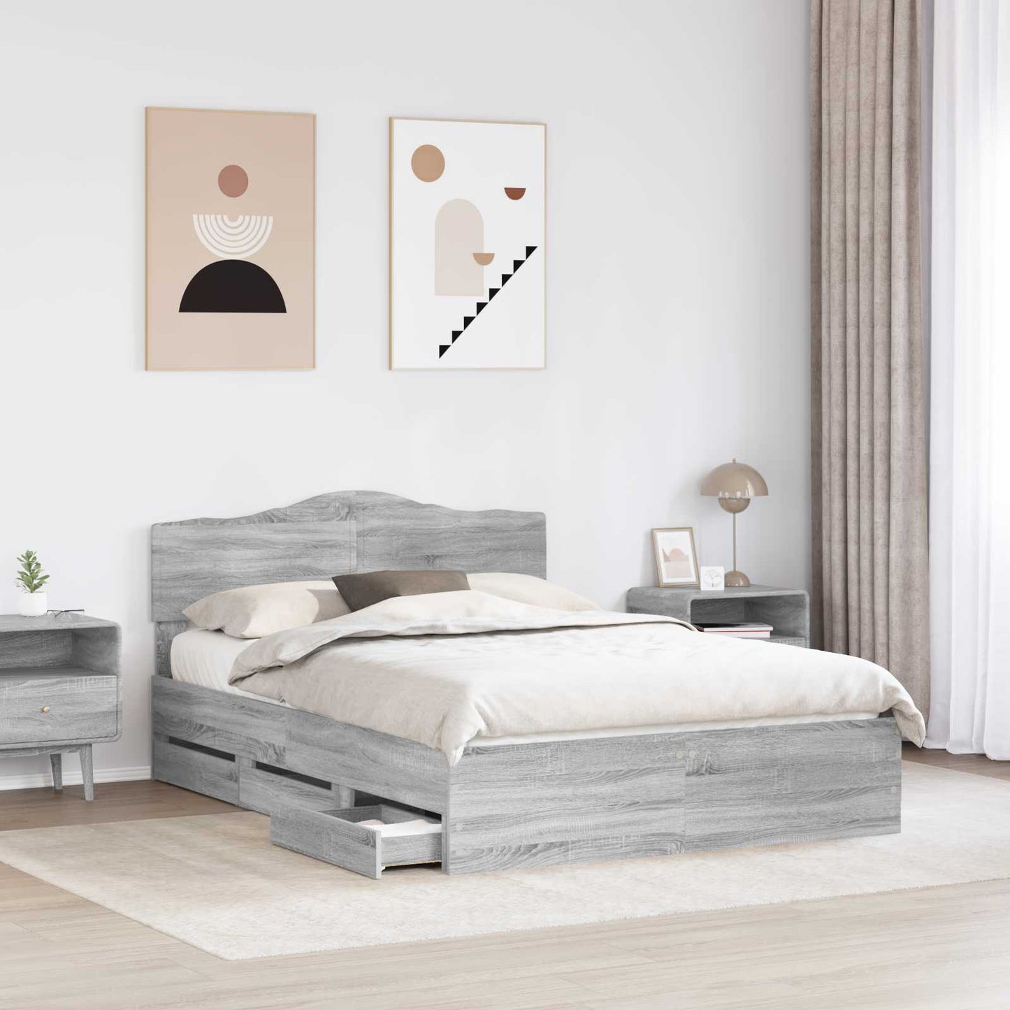 Struttura del letto con cassetto Grigio Sonoma 160 x 200 cm