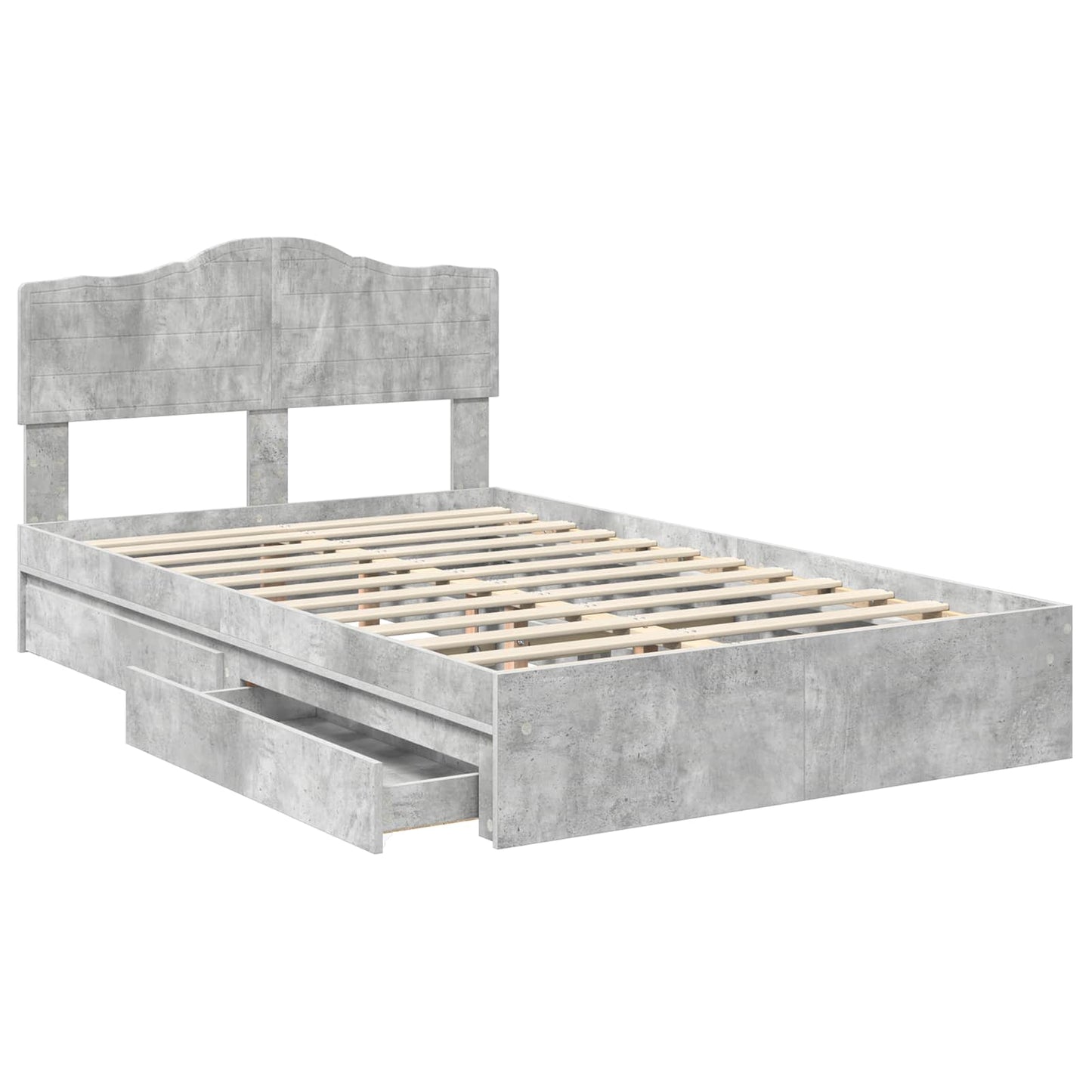 Letto con Contenitore con testiera Grigio cemento 135 x 190 cm