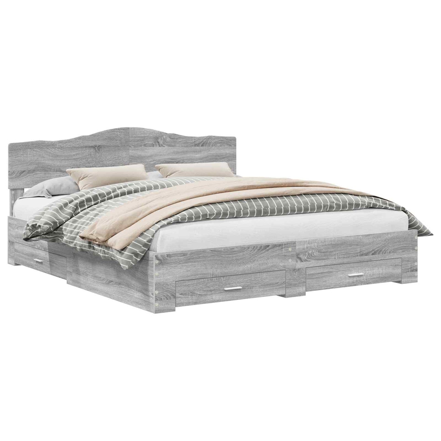 Struttura del letto con testiera Grigio Sonoma 200 x 200 cm