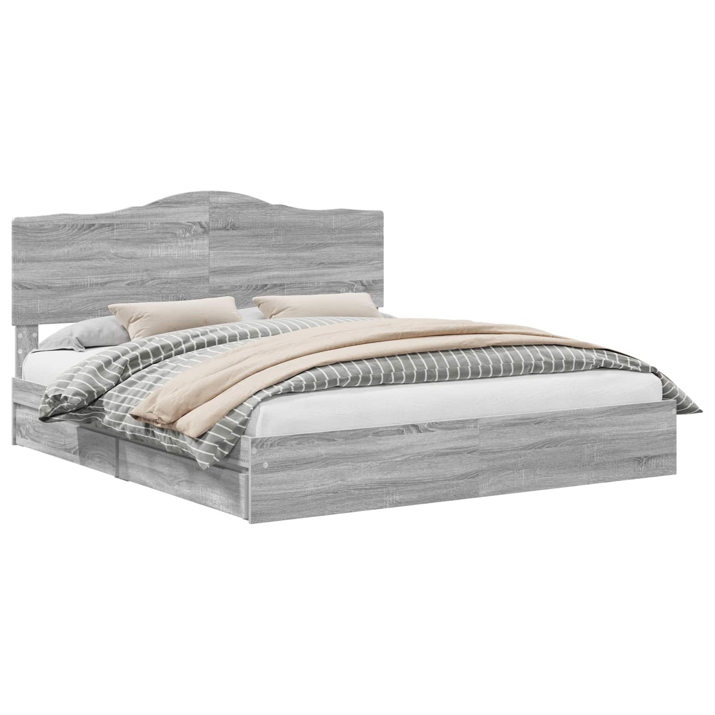 Letto con Contenitore con testiera Grigio Sonoma 200 x 200 cm