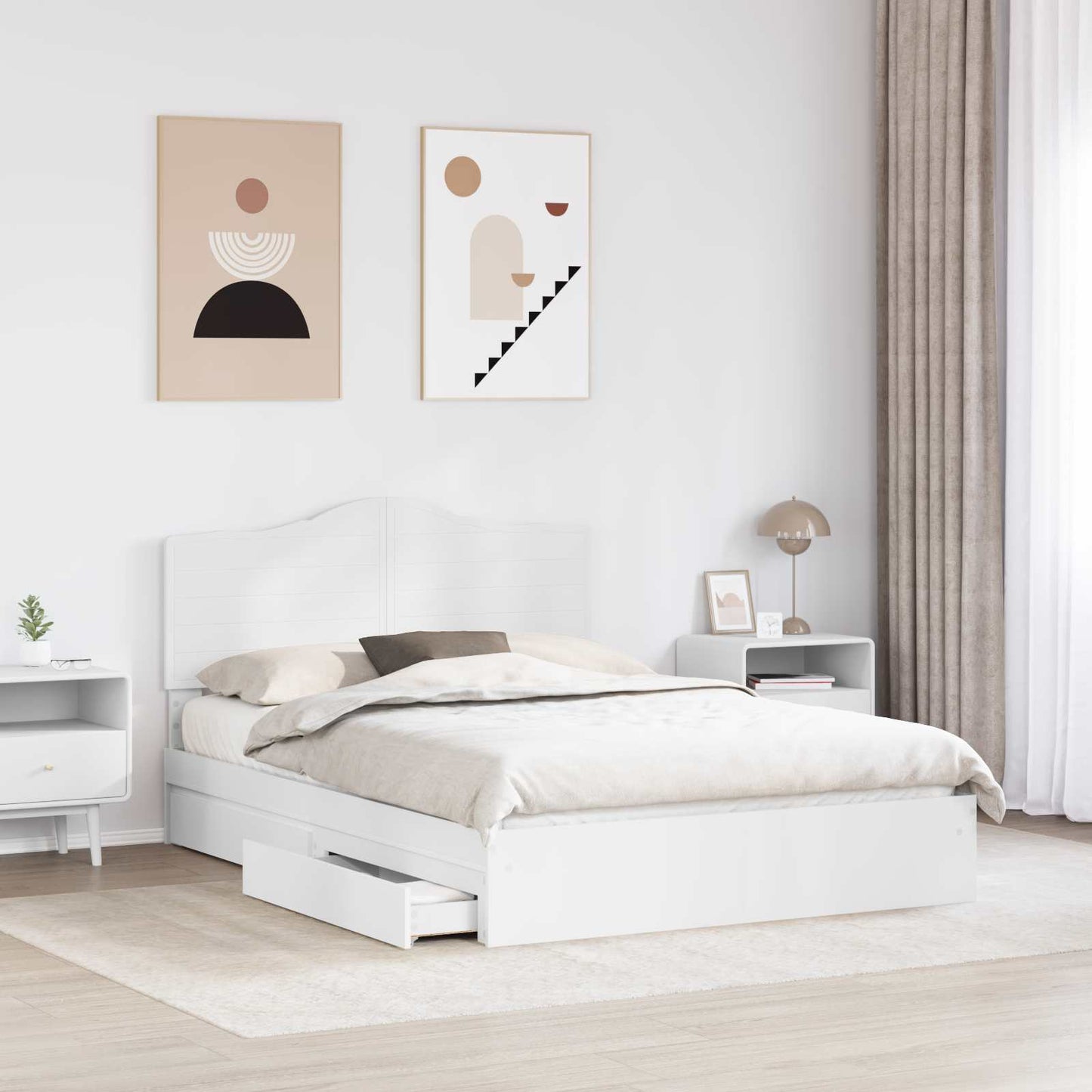 Letto con Contenitore Bianco 160 x 200 cm Legno multistrato