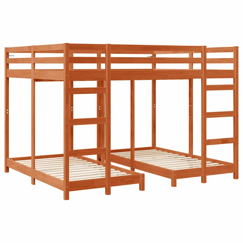 Struttura letto a castello triplo Cera marrone 160 x 200 cm