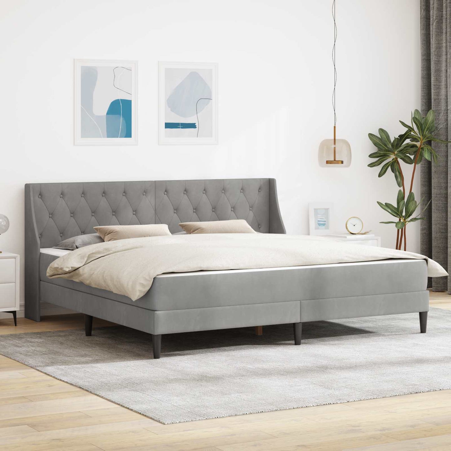 Struttura letto con materasso Grigio chiaro 200 x 200 cm