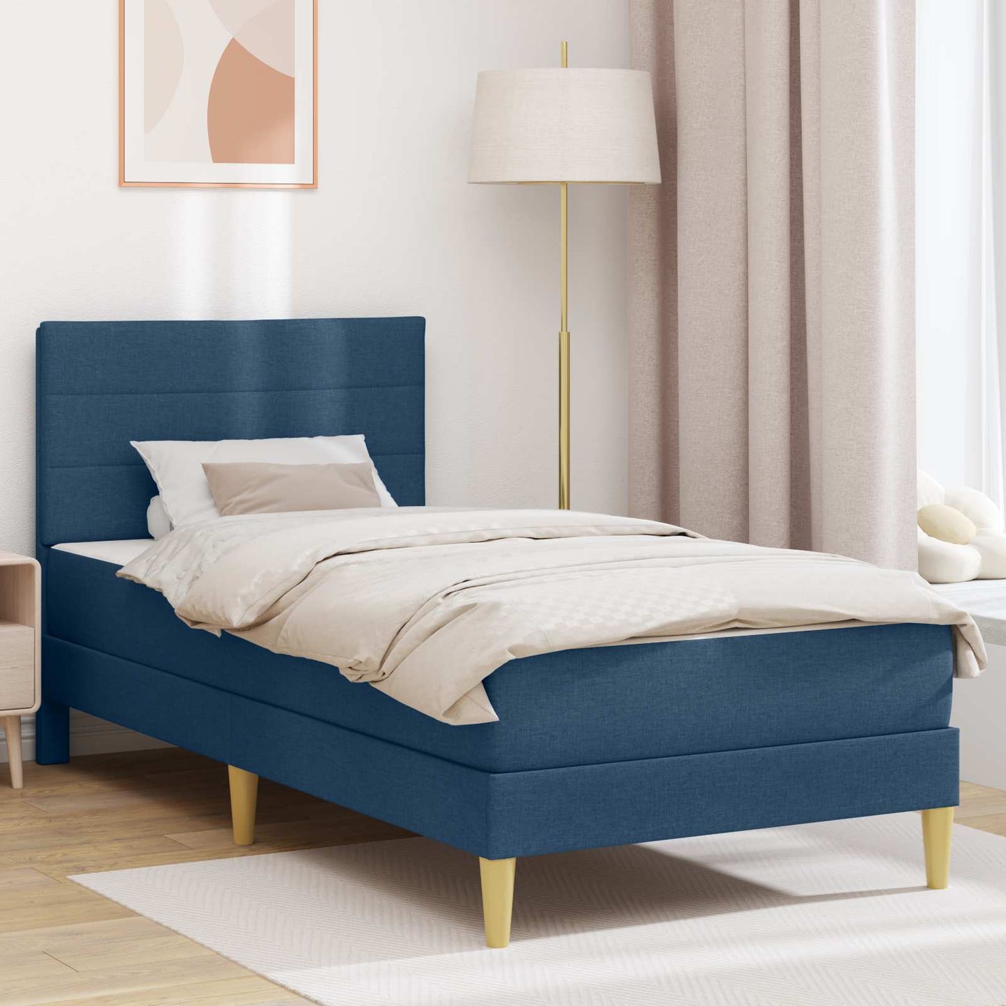 Struttura del letto Blu 100 x 200 cm Poliestere