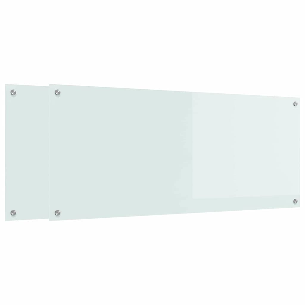 Schienale da cucina 2 pcs Bianco 120 x 50 cm vetro temperato