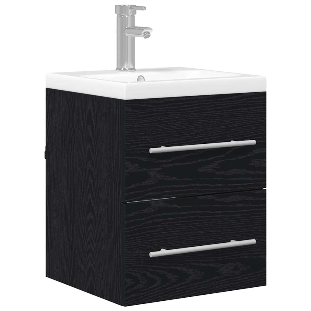 Armadio per Lavabo da Bagno Rovere Nero 41 x 38,5 x 48 cm