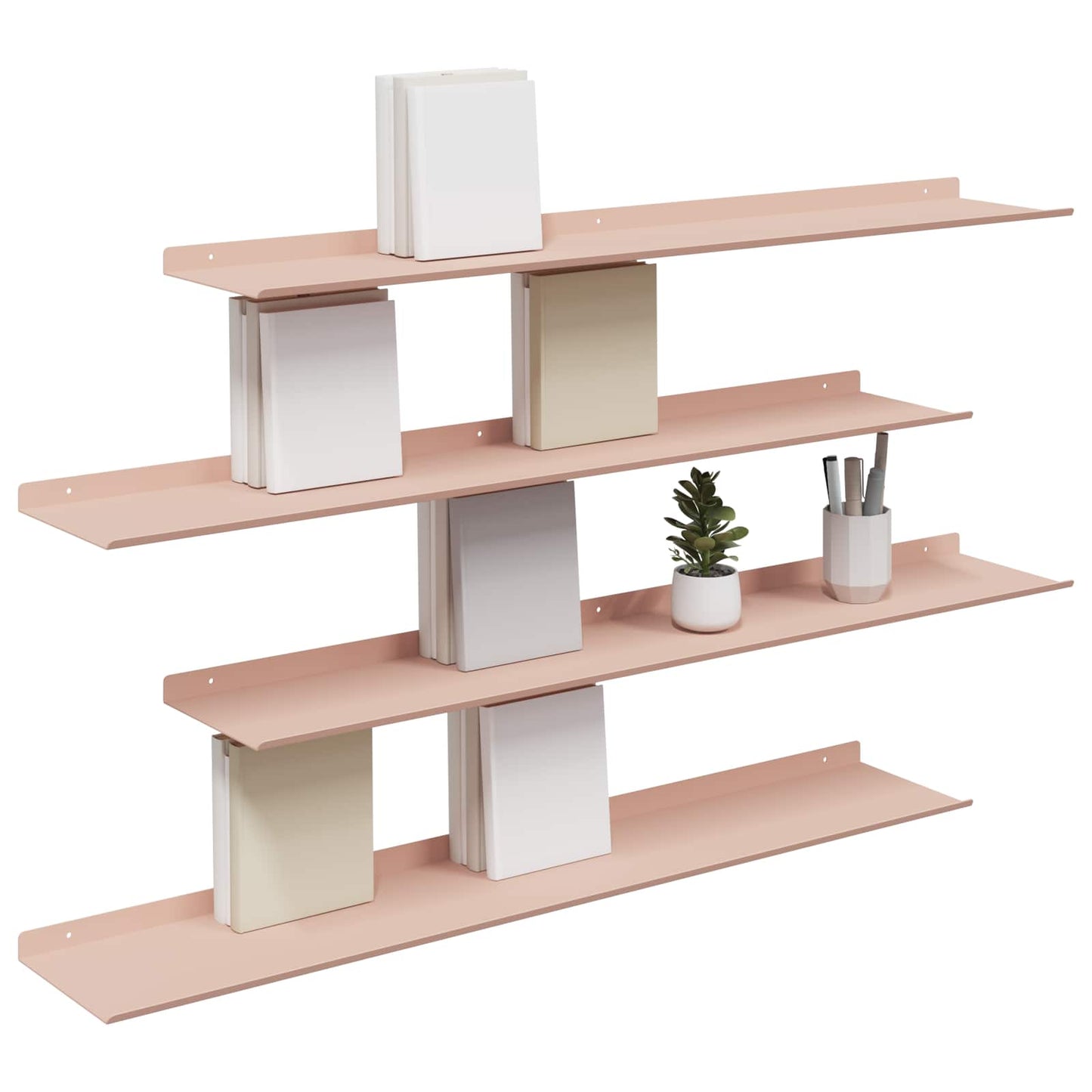 Mensola sospesa 4 pcs Rosa 100 x 18 x 2,5 cm Acciaio