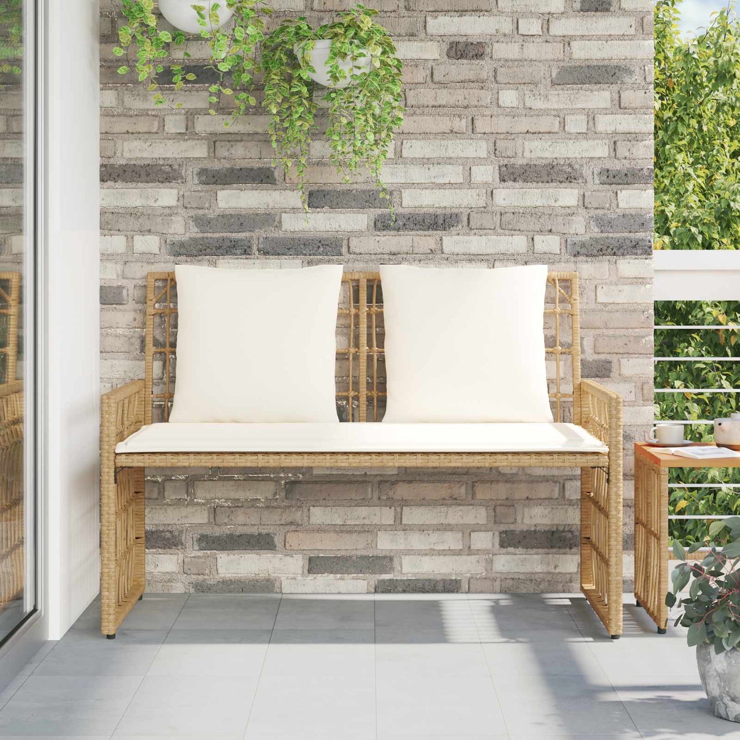 Panchina da esterno Naturale e Crema 116 x 55 x 82 cm