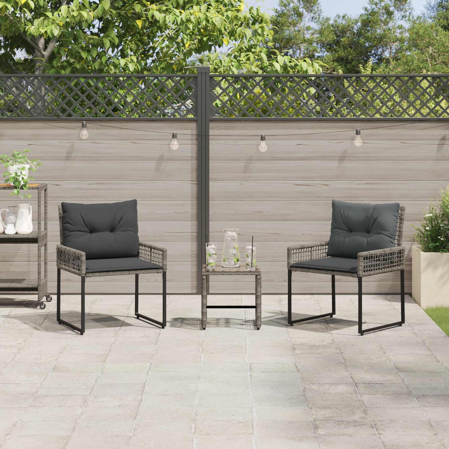 Set di Mobili da Esterno con cuscino 3 pcs Grigio