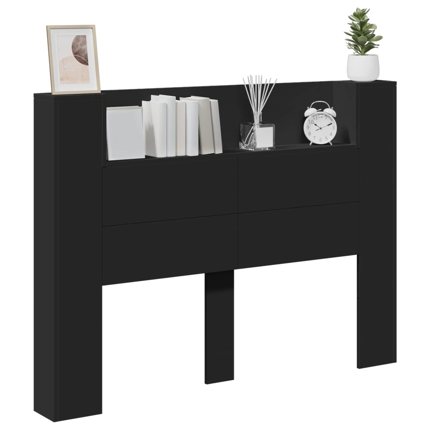 Testiera Nero 140 x 16,5 x 103,5 cm Legno multistrato