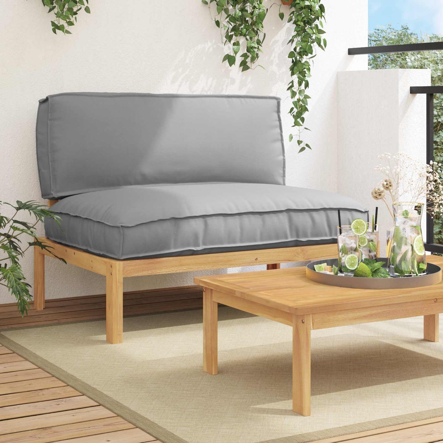 Set di divani Grigio 120 x 92 x 69 cm Legno di Acacia Massello