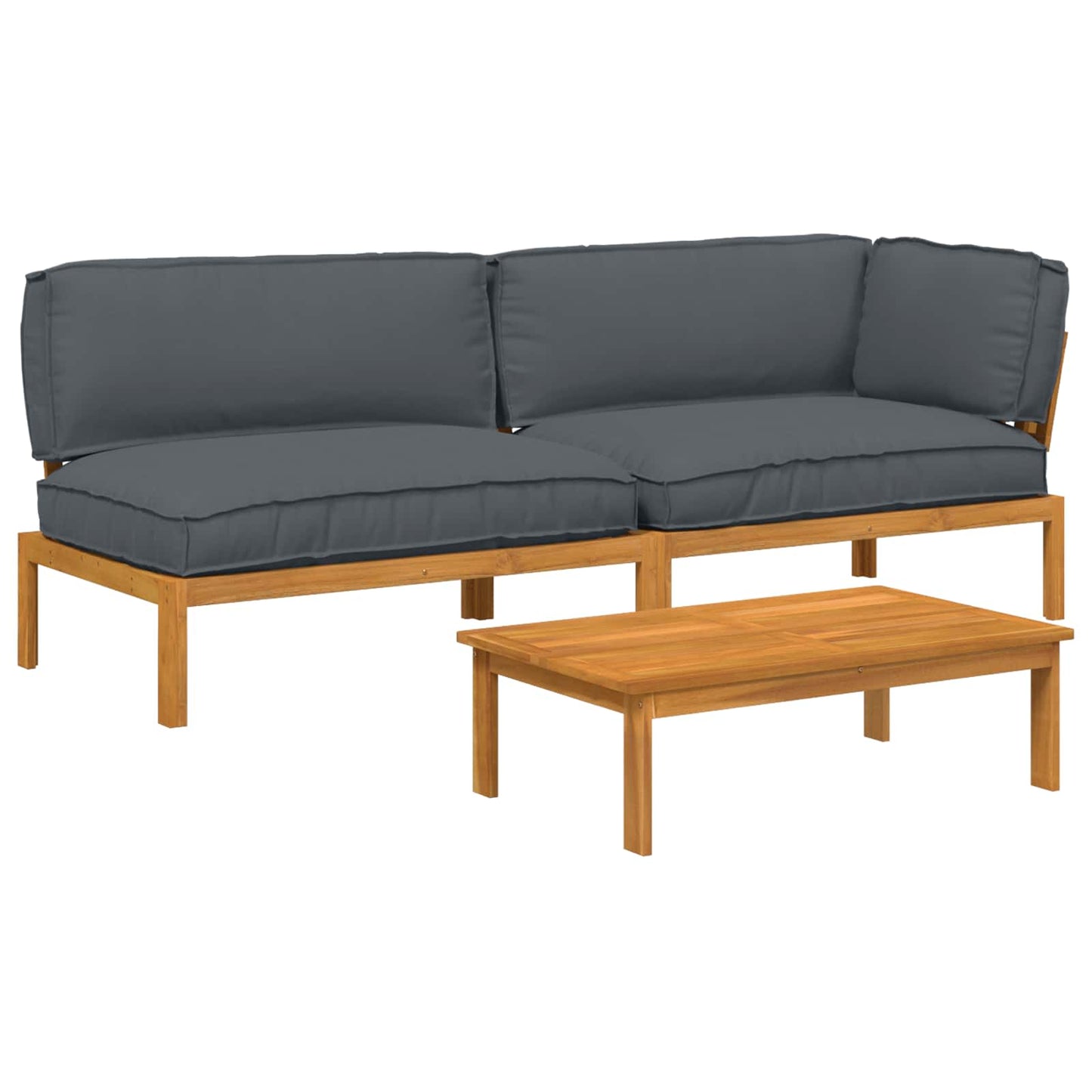 Set di divani 3 pcs Antracite Legno di Acacia Massello