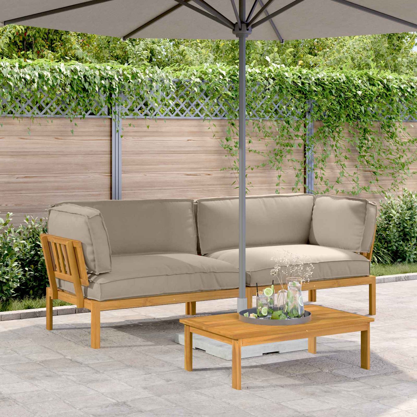 Set di divani con cuscino 2 pcs Talpa Legno di Acacia Massello