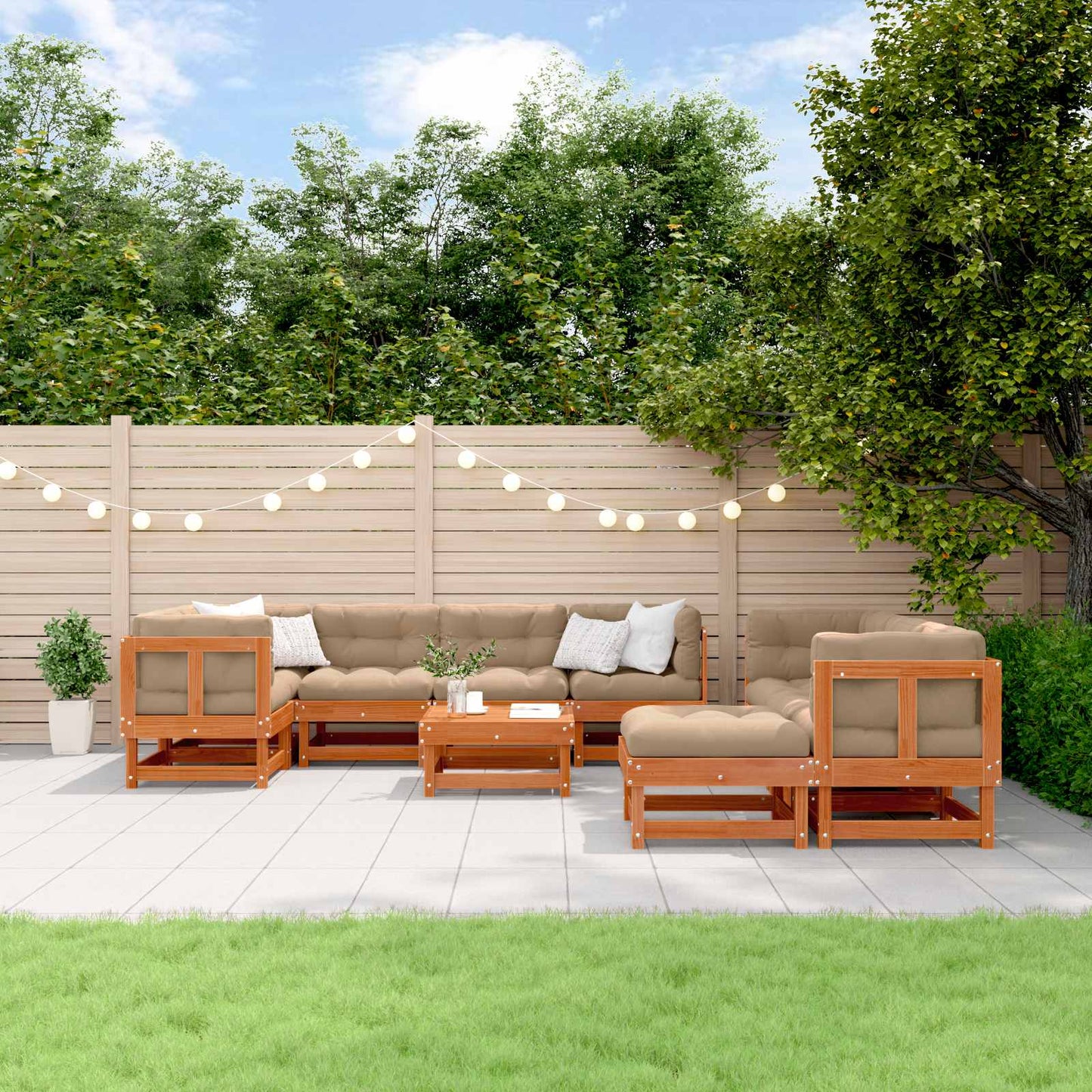Set Lounge da Giardino 33 pcs Marrone Cera