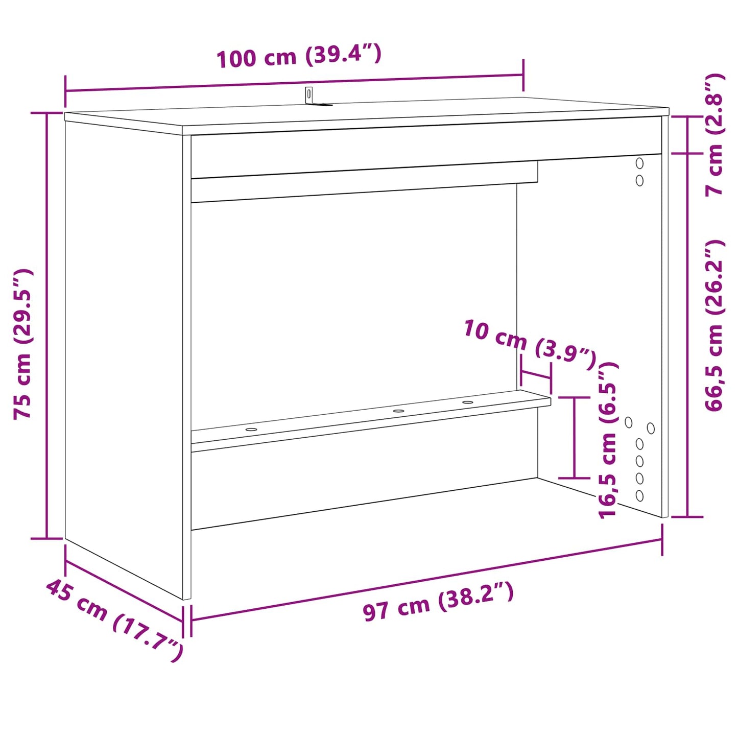 Scrivania Letto Grigio cemento 100 x 45 x 75 cm