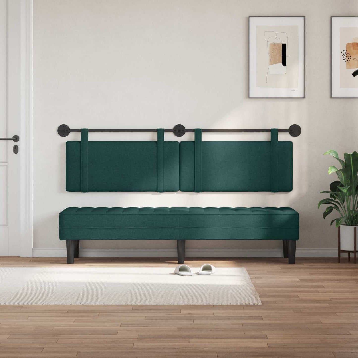 Testata appesa Tinta unita Verde Scuro 190 x 55 x 5 cm Tessuto