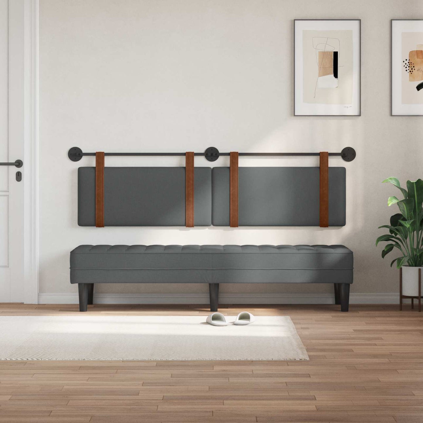 Testata appesa Grigio scuro 190 x 55 x 5 cm PU Antico
