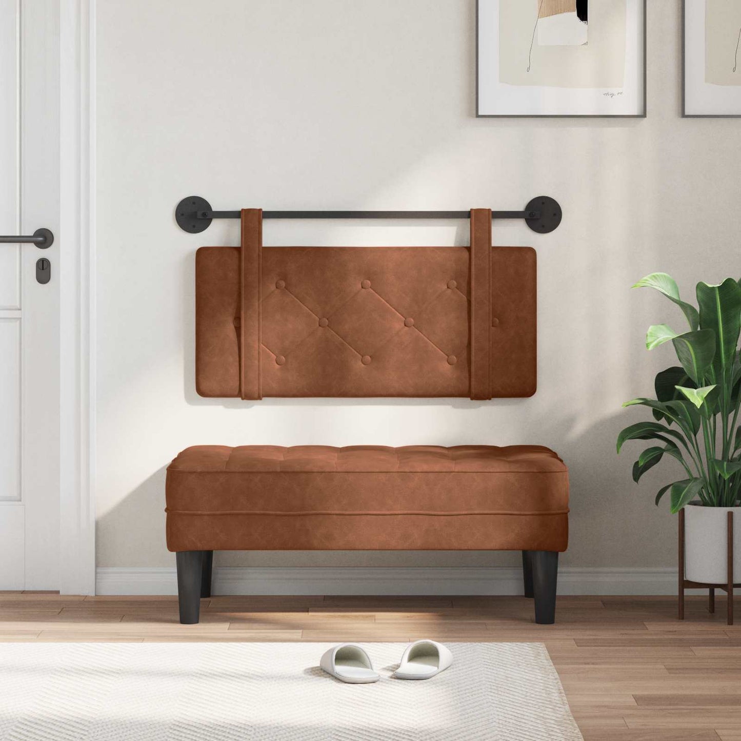 Testata appesa Montaggio a parete Marrone 90 cm PU Antico