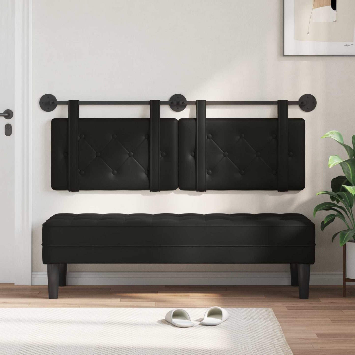 Testata appesa Nero 130 x 55 x 5 cm Pelle Sintetica