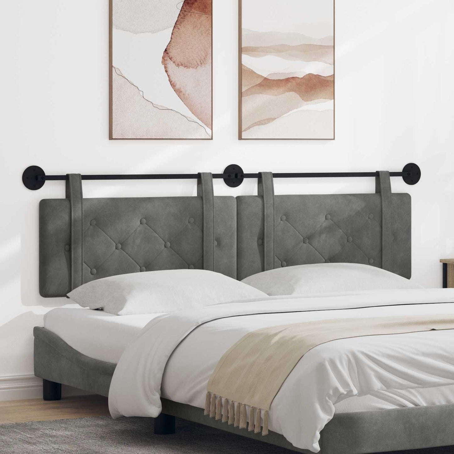 Testata appesa Grigio scuro 170 x 55 x 5 cm Velluto