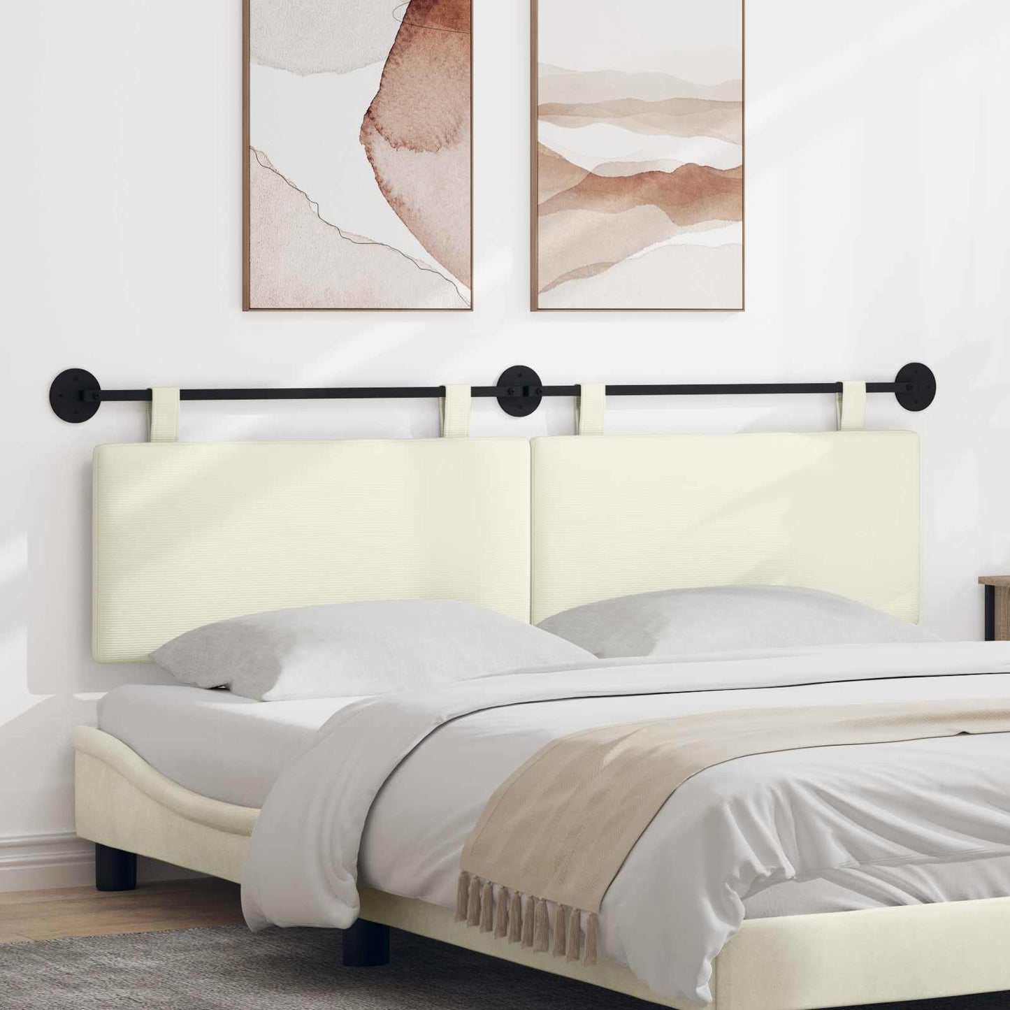 Testata appesa Crema 170 x 55 x 5 cm Tessuto in Cords