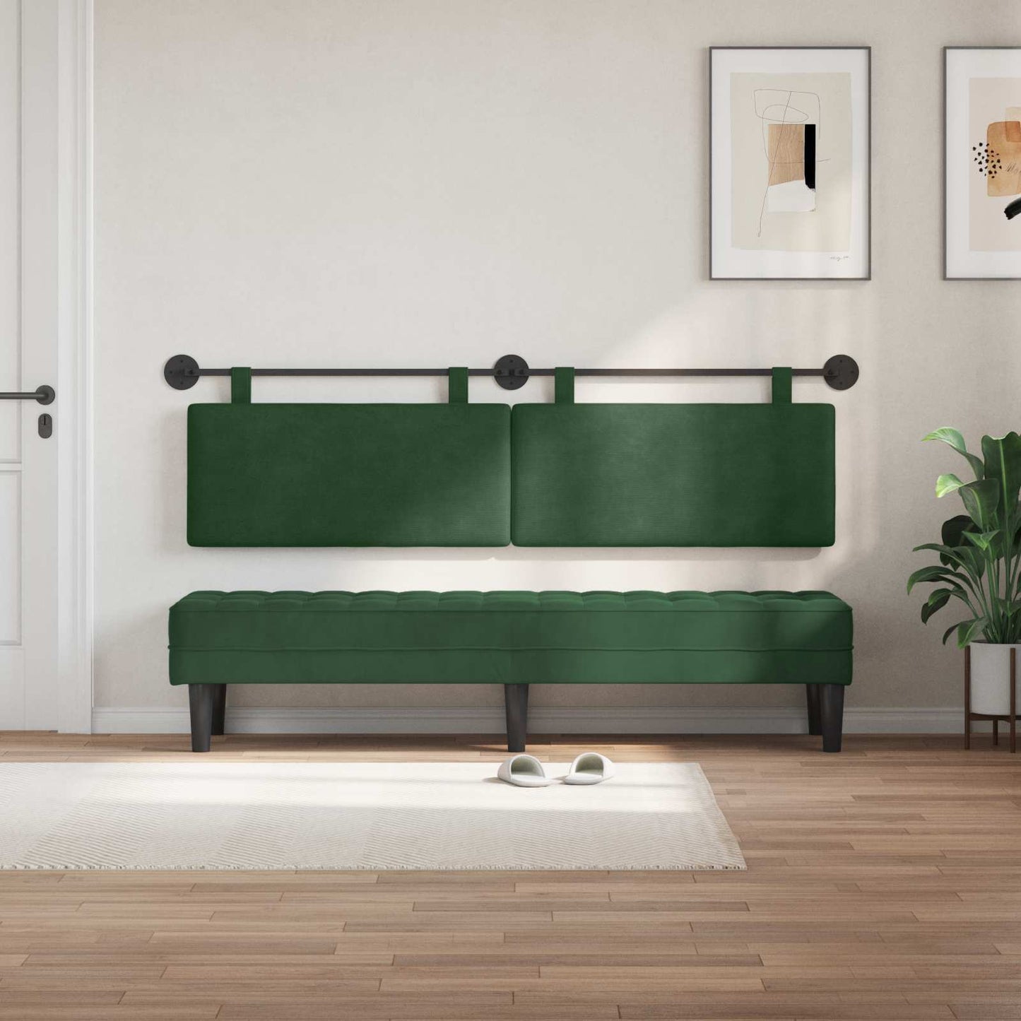 Testata appesa Verde Giungla 190 x 55 x 5 cm Tessuto in Cords